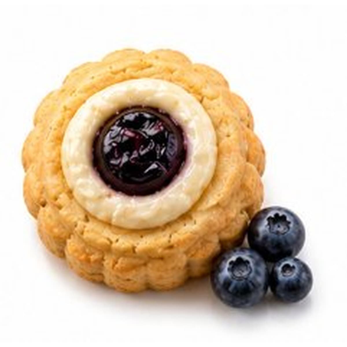 Cheesecake cookie with cream and blueberry jam center