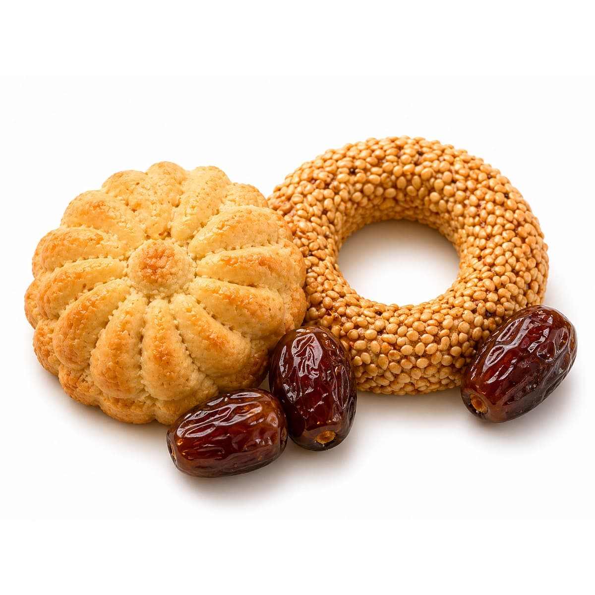 Eid Special — 36 cookies of date maamoul and Palestinian kaak, gold ribbon