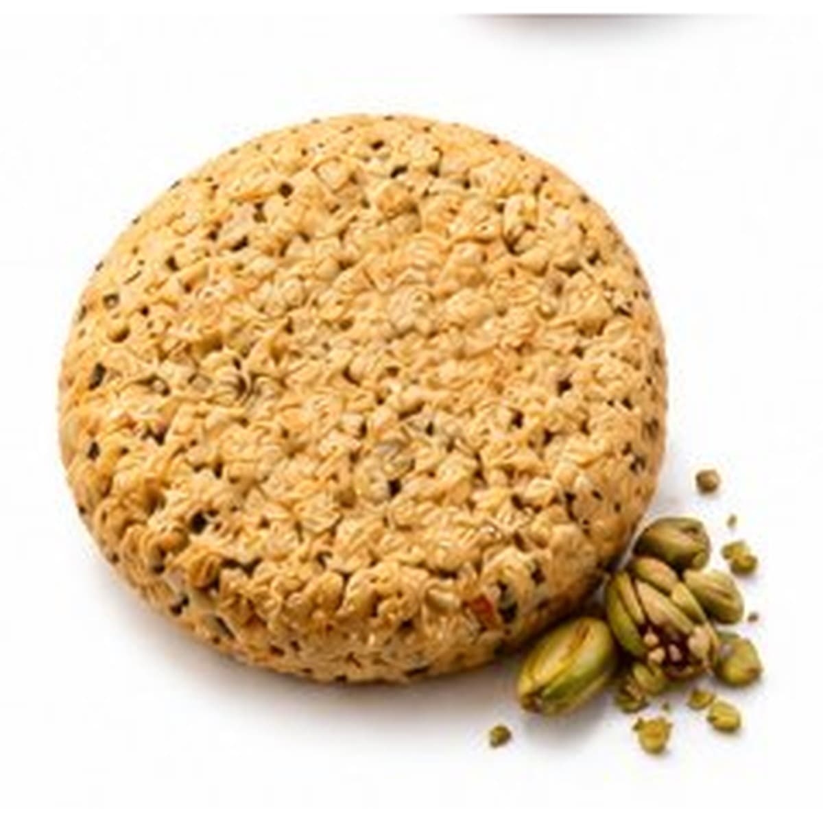 Pistachio cookie topped with crushed pistachios